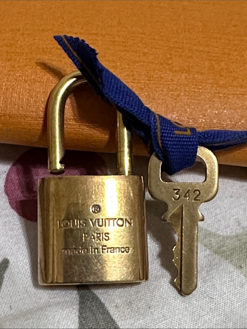 Louis Vuitton Gold Tone Padlock and Key #342